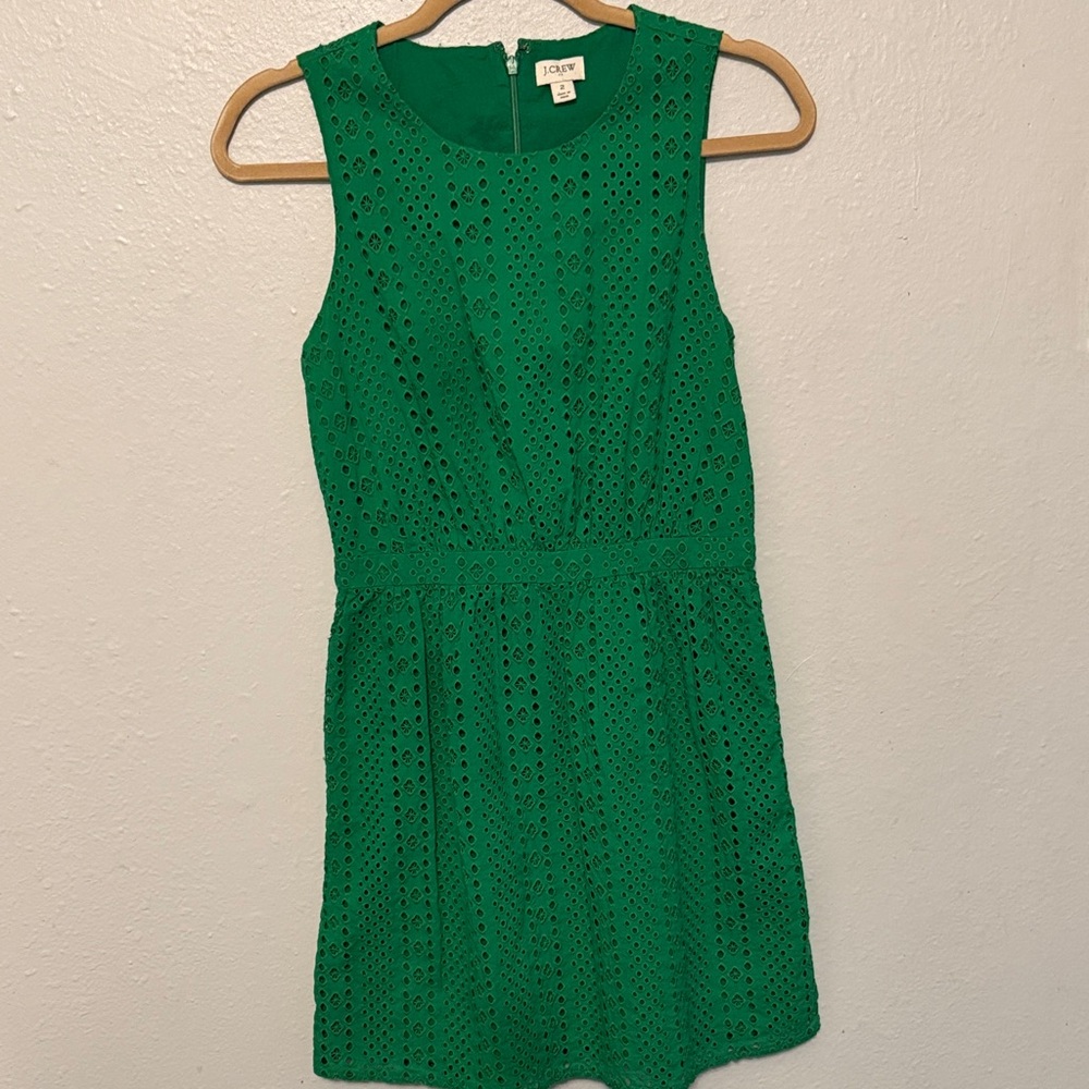 J. Crew Vibrant Green Eyelet Dress